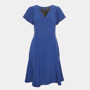 Louis Vuitton Blue Silk V-Neck Panelled Short Dress M