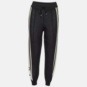 Louis Vuitton Black Striped Logo Knit Jogger Pants S 