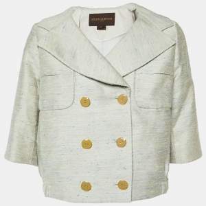 Louis Vuitton Pale Blue Textured Silk Short Jacket L
