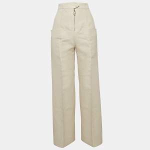Louis Vuitton Cream Wool Blend Straight Leg Trousers S