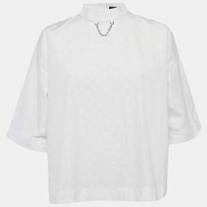 Louis Vuitton White Monogram Fil coupé Cotton Loose Fit Blouse S