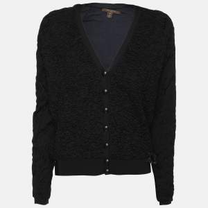 Louis Vuitton Blue/Black Silk Button Front Top S