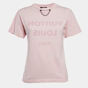 Louis Vuitton Pink Logo Inverted Print Cotton T-Shirt XS