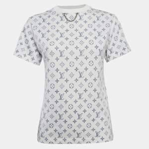 Louis Vuitton White Inverted Logo Print Cotton Crew Neck T-Shirt XS
