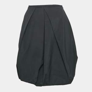 Louis Vuitton Black Cotton Pleated Knee Length Skirt S