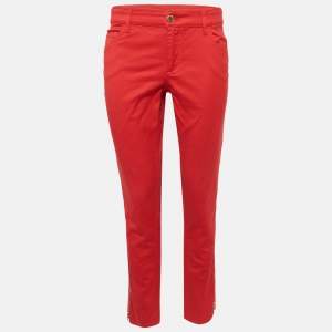 Louis Vuitton Red Cotton Zip Detail Pants M