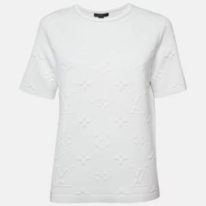 Louis Vuitton White Monogram Cotton Knit Crew Neck T-Shirt S