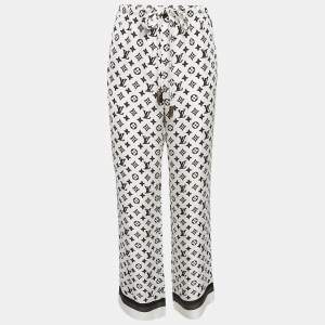 Louis Vuitton White 3D Monogram Print Silk Pajama Pants L