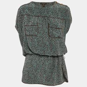 Louis Vuitton Brown/Blue Printed Silk Mini Dress M