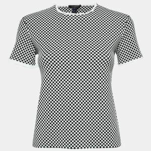 Louis Vuitton Black/White Micro Checked Jersey Top M