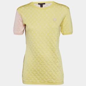 Louis Vuitton Multicolor Logo Jacquard Jersey T-Shirt L