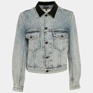 Louis Vuitton Blue Velvet Accent Denim Jacket S