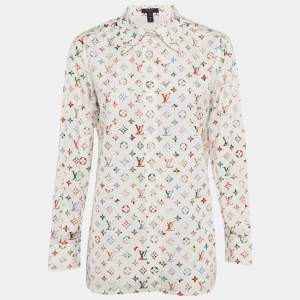 Louis Vuitton White/Multicolor LV Monogram Print Cotton Shirt S