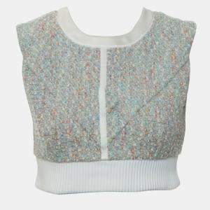Louis Vuitton Light Blue Tweed Tweed Cropped Top FR Women 38