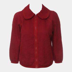 Louis Vuitton Red Polyamide, Cotton Zip-Up Top FR Women 38