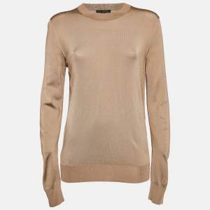 Louis Vuitton Beige Silk Blend Sweatshirt S