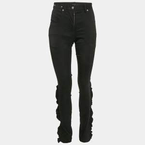 Louis Vuitton Black Crepe Ruffled Pants S