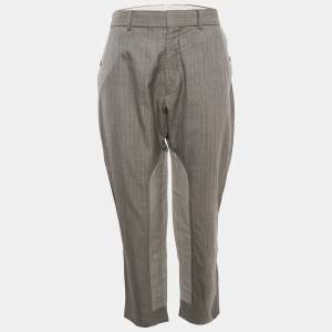 Louis Vuitton Grey Stripe Wool Blend Trousers L