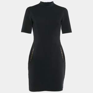 Louis Vuitton Black Jersey Logo Print Trimmed Mini Dress M
