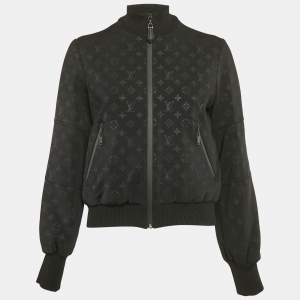 Louis Vuitton Black Logo Jacquard Knit Zip-Up Jacket S