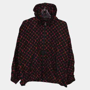 Louis Vuitton Red Monogram Nylon Shorts Hooded Jacket Size 34