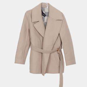 Louis Vuitton Beige Wool Damier Azur Short Wrap Coat Size 36
