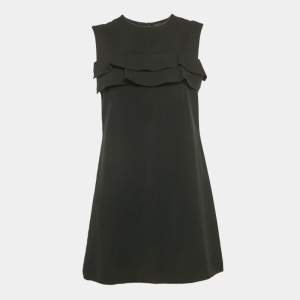 Louis Vuitton Black Silk Blend Ruffled Sleeveless Mini Dress M