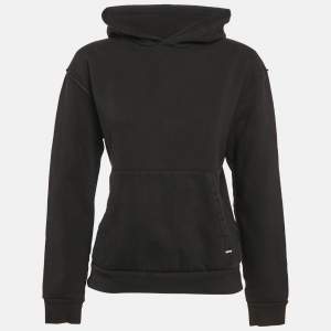 Louis Vuitton Black Cotton Knit Hooded Sweatshirt XS