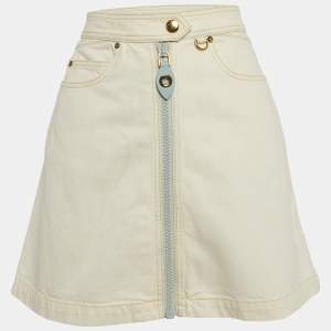 Louis Vuitton White Denim Mini Skirt S