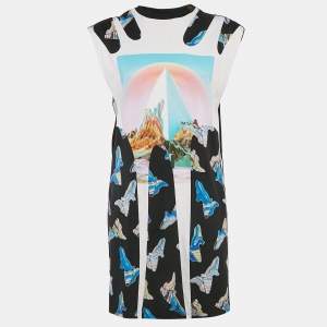 Louis Vuitton Black Geometric Print Jersey Paneled Short Dress M