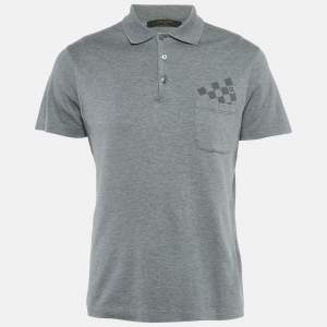 Louis Vuitton Grey Jersey Damier Pocket Polo T-Shirt M
