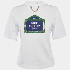 Louis Vuitton White Street Sign Print Cotton Crew Neck T-Shirt XS