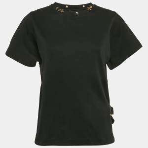 Louis Vuitton Black Cotton Studded Crew Neck T-Shirt S