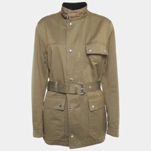 Louis Vuitton Brown Cotton Leather Trim Jacket XL