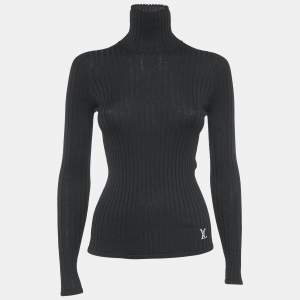 Louis Vuitton Black Rib Knit Turtleneck Pullover XS