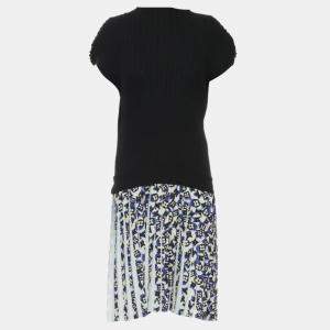 Louis Vuitton Black White & Blue Monogram Pleated Dress Size M