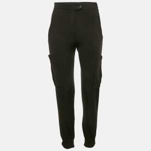 Louis Vuitton Black Monogram Trim Jersey Cargo Trousers S