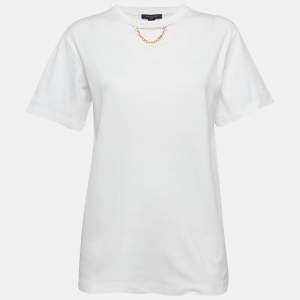 Pre Owned Louis Vuitton White Jersey Crew Neck T-Shirt S