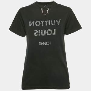 Pre Owned Louis Vuitton Black Logo Print Cotton T-Shirt S