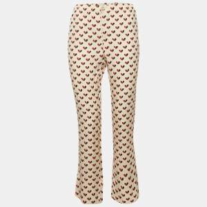 Louis Vuitton Cream Printed Satin Pants S