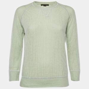 Louis Vuitton Green Lurex Knit Long Sleeve Pullover XS