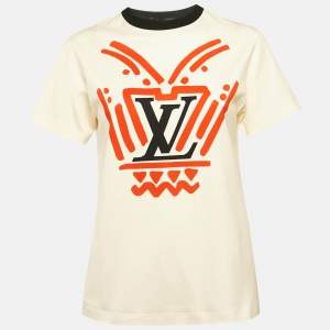Louis Vuitton Cream Iconic LV Crafty Cotton Crew Neck T-Shirt S