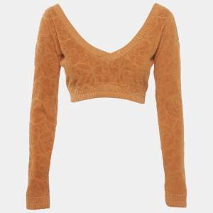 Louis Vuitton Orange Monogram Flower Towelling Crop Top S