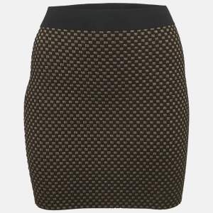 Louis Vuitton Black Check Lurex Knit Mini Skirt XS