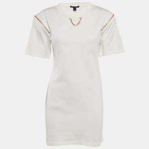 Louis Vuitton White Cotton Jersey Zip Detail T-Shirt Dress XS
