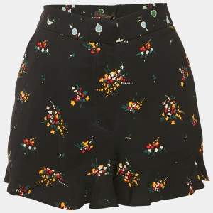 Louis Vuitton Black Printed Crepe Ruffled Shorts M