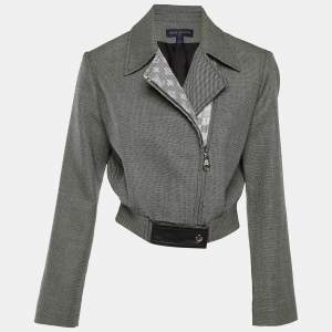 Louis Vuitton Monochrome Wool Blend Cropped Zip Up Jacket S 