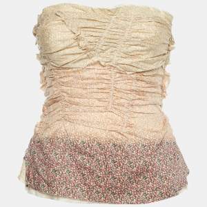 Louis Vuitton Multicolor Printed Cotton Strapless Corset Top M
