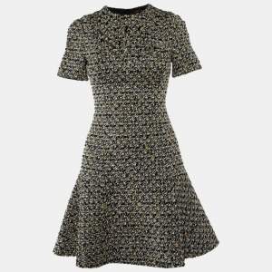 Louis Vuitton Monochrome Embellished Tweed Mini Dress S