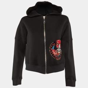 Pre Owned Louis Vuitton X Kansai Yamamoto Black Cotton Kabuki Sequin Patch Hoodie XS